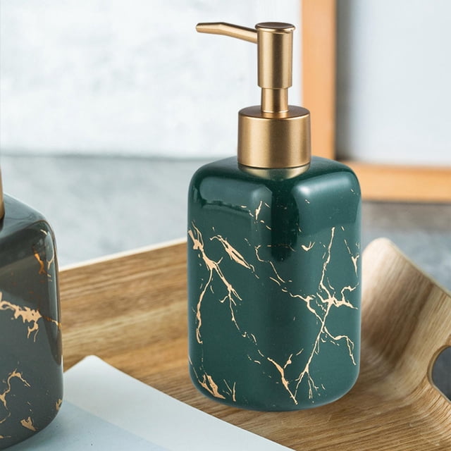 Dispensador de jabón de mármol de imitación, botella de loción, Gel de recargable, botella de champú, bomba Simple de 300ml para encimera Macarena Dispensador de jabón con bomba