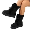 thumbnail image 3 of Women's Winter Faux Fur Trim Snow Boots, Platform Faux Suede Lace-Up Warm Outdoor Boots, 3 of 8