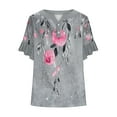 thumbnail image 5 of YYUIJK Womens Floral Printed T Shirts Short Sleeve Tops Dressy Casual Blouses Spring Summer Outfits White S, 5 of 5