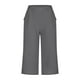 thumbnail image 4 of ICHUANYI Clearance Women's Solid Color Casual Loose Broad Leg Straight Barrel Cotton Linen Capris Pants(Gray, L) ICHUANYI WER2023080812642, 4 of 6