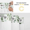 thumbnail image 5 of Spring Leaf No Hook Shower Curtain with Snap in Liner Watercolor Country Green Eucalyptus Leaves Plants Waterproof Bathroom Shower Curtain with See Through Top Window for Bathtub 72" x 72", 5 of 9