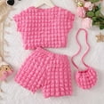 thumbnail image 4 of Girl Outfits Summer Toddler Cute Round Neck Sleeve Top Bag Set Playwear Daily Wear Summer Baby Girl Clothes Red 3 Years-4 Years, 4 of 7