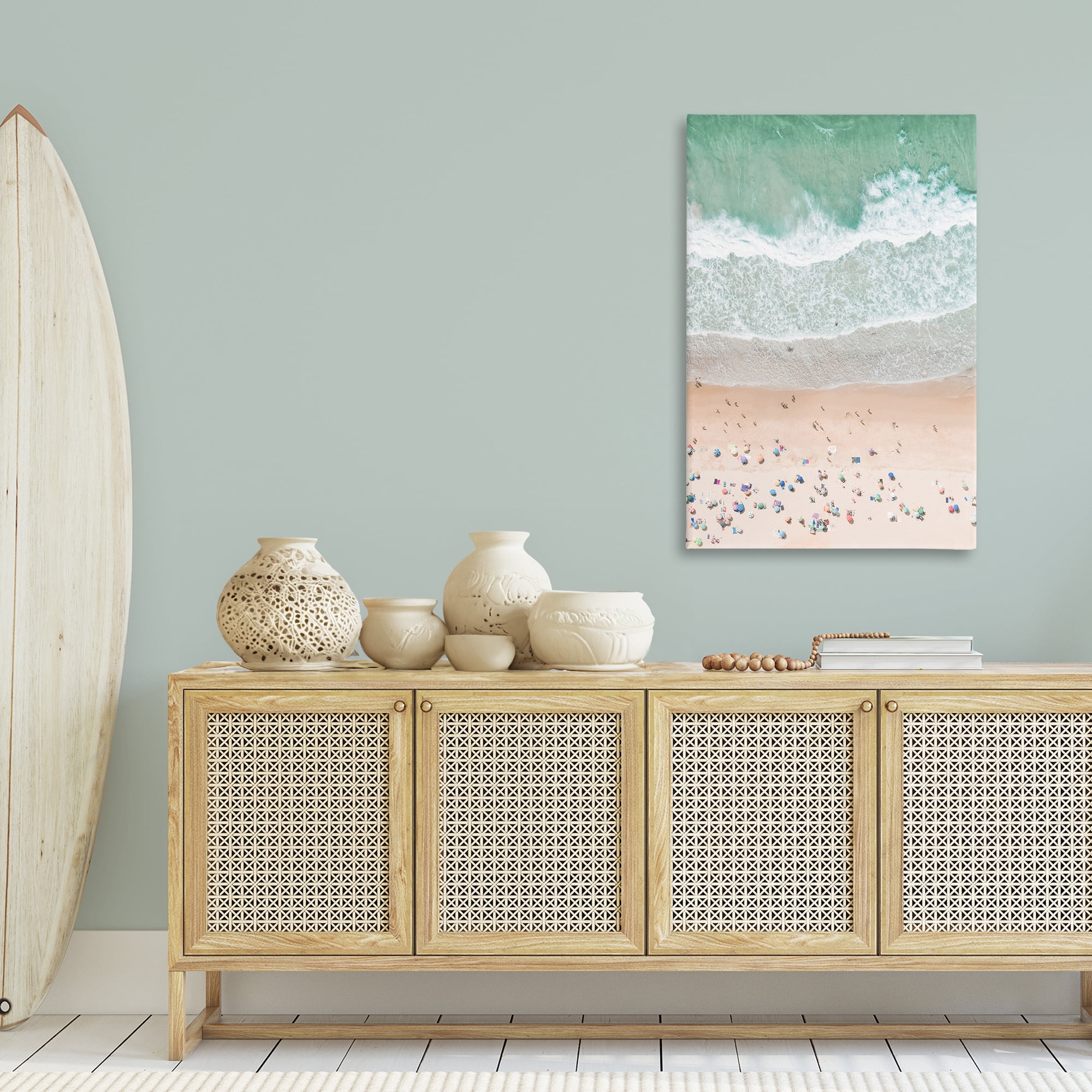 Stupell Industries Aerial Summer Beach Nautical & Beach Painting Wrapped Canvas Art Print Wall Art, 30 x 45
