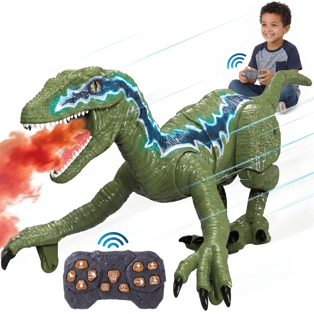 XINGLUKE Remote Control Dinosaur Toys for Kids, Walking Robot RC T-Rex Toys for Boys Girls 3+ Years Old, Green