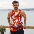thumbnail image 6 of Pofeuu Red Sun Flame Fox Print Men's Workout Tank Tops Sleeveless Muscle Gym Shirt Quick Dry-Large, 6 of 7