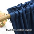 thumbnail image 4 of shiyou-Small Tiers 2 Pack Faux Linen Textured Kitchen Short Small Mini Window Curtains Navy Blue Valance 24 inches Length Privacy Home Decor Classic Cafe Basement Living Room/Bedroom 34W by 24L Rod P, 4 of 4