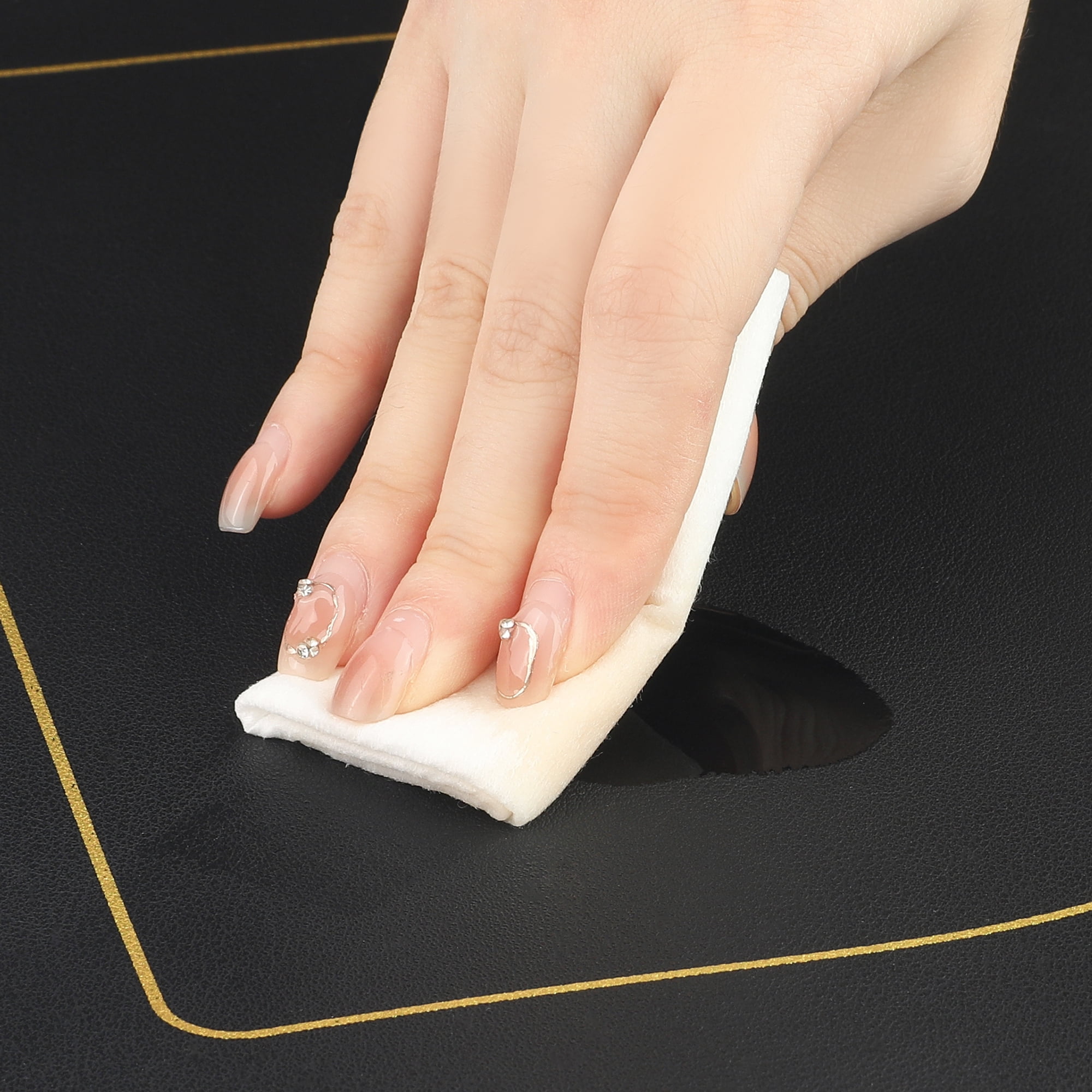 Unique Bargains Set of 6 Wedge Faux Leather Heat Resistant Wipe Clean Round Table Mats Black