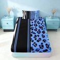 thumbnail image 4 of Homewish Blue Cheetah Print Twin Sheets for Girls, Animal Print Stripe Bedding, 3 Pieces (1 Flat Sheet, 1 Fitted Sheet and 1 Pillowcase), 4 of 6