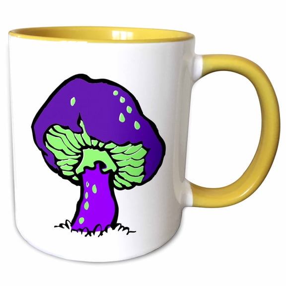3drose, Giant Purple Mushroom, 11oz Two-tone Yellow Mug