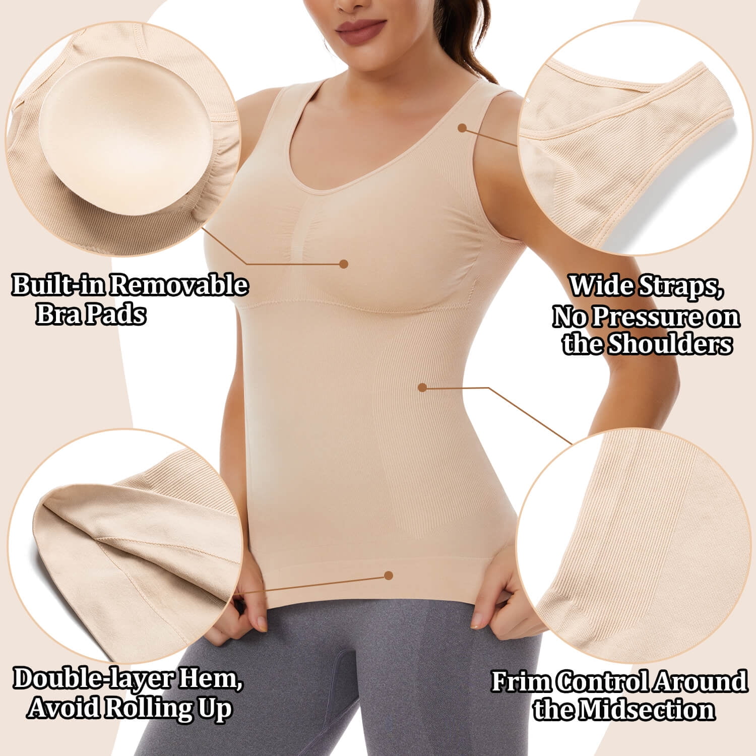 MANIFIQUE Shapewear Camisole with Built-in Pad Bra for Women