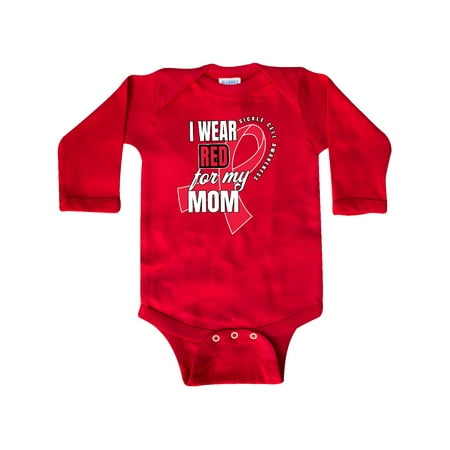 

Inktastic Sickle Cell Awareness I Wear Red For My Mom Gift Baby Boy or Baby Girl Long Sleeve Bodysuit