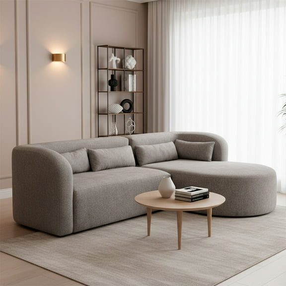 Sala Modular Katy, Atlas del Descanso, Color Gris con Tapizado en Lino Moderno