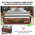 Catrimown King Bed Frame, Rustic Platform Bed Frame King with LED Headboard, Brown/Black