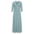 thumbnail image 6 of XuJwPNcy Maxi Dress for Women Casual Loose 3/4 Sleeve V Neck Dress Summer Beach Hollow out Dresses, 6 of 6