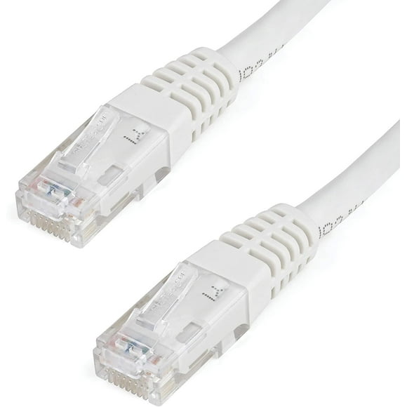 10ft Cat6 Ethernet Cable - White Cat 6 Gigabit Ethernet Wire -650mhz 100w Poe++ Rj45 Utp Molded Category 6 Network/patch Cord W/strain Relief/fluke Te