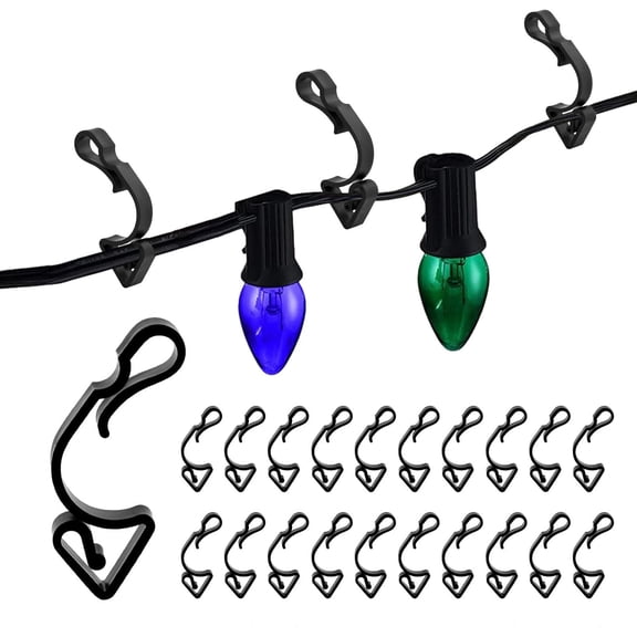 20Pcs Outdoor Light Clips, Light Clips Gutter, Black Gutter Hooks Clips Plastic Gutter Clips For Hanging Outdoor Lights, Light Hooks For Outside String Lights (Black)