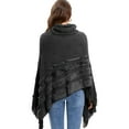 thumbnail image 6 of Women's Poncho Sweater Shawl Warm Wrap Hooded Cape with Fringe for Indoor and Outdoor, 6 of 6
