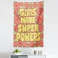 thumbnail image 1 of Saying Tapestry, Women Have Superpowers Typography in Mustard Toned Letters Summer Flowers, Fabric Wall Hanging Decor for Bedroom Living Room Dorm, 5 Sizes, Salmon and Multicolor, by Ambesonne, 1 of 1