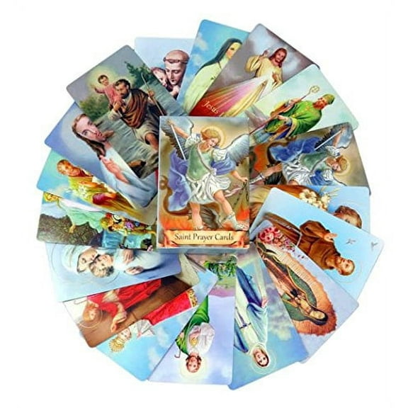 Pack of 54 Assorted Holy Cards with Catholic Saints and Prayers