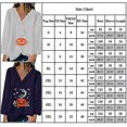 thumbnail image 2 of Pink Camiseta de manga larga con estampado de calabaza para mujer Tops casuales con cuello en V para Halloween, 2 of 2