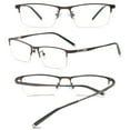 thumbnail image 7 of KOOSUFA Mens Transition Photochromic Glasses for Driving Outdoor Lightweight Half Frame Metal Eyewear Eyeglasses with UV Protection 2 in 1 Lenses Darken In Sunlight, Brown, 7 of 7