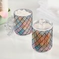 thumbnail image 2 of Yayeee 2 Pack Qtip Holder Bathroom Cotton Swab Canister with Lid Clear Dispenser Set, Orange Art Pattern, 2 of 6
