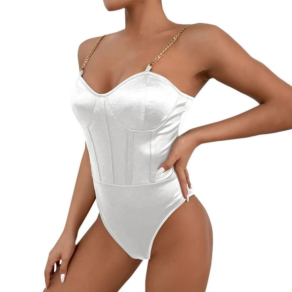 aidice Rompers for Women Summer Casual Satin Low Neck Sleeveless Adjustable Strap Slim Fitting Jumpsuits