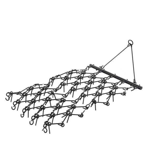 KFFKFF 4 x 4 ft Durable Chain Harrow with 69 Teeth, Compatible with ATV, UTV, and Tractors, Perfect for Soil Preparation, Seeding, Leveling Landscapes, and Maintaining Gravel Driveways