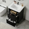 thumbnail image 4 of 24″ Bathroom Vanity with Ceramic Sink, Modern Floor Vanity Sink Cabinet with 3 Drawers, Fluted Free Standing Bathroom Storage Cabinet with Sink Combo Set, Black, 4 of 8
