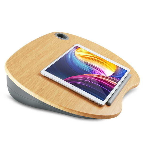 PERLEGEAR Lap Desk Fits up to 14 inch Slim Laptop with Pillow Cushion & Bamboo Grain Platform