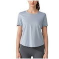 thumbnail image 2 of Royisotas Casual Plus Size Tops for Women Summer Short Sleeve Light Blue Womens Shirts Crew Neck Solid Color Women Tshirt, 2 of 4
