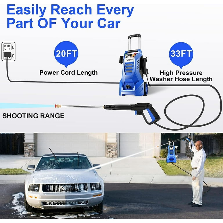 Electric Pressure Washer 2.7GPM Power Washer 1800W High Pressure Washer  Cleaner Machine with 4 Interchangeable Nozzle & Hose Reel, Best for  Cleaning Patio, Garden,Yard 