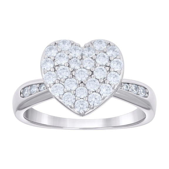 Sterling Silver Women's Cubic-Zirconia Heart Bridal Anniversary Engagement Wedding Ring Size 7