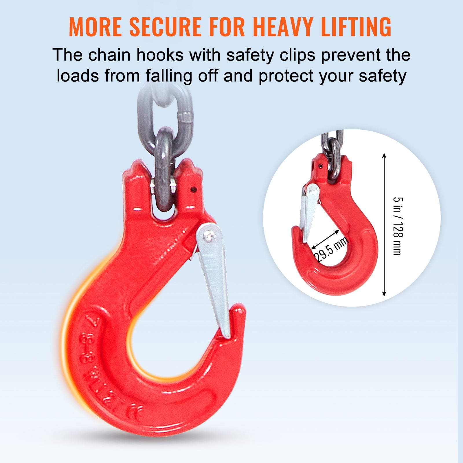 KFFKFF Chain Sling, 5/16 inch x 5 ft Lifting Chains with Hooks, G80 Engine Chain Hoist Lifts, 11000 lbs/5 Ton Lifting Sling Chains for Engine Hoist, Engine Lift Chain with 4 Leg Grab Hooks