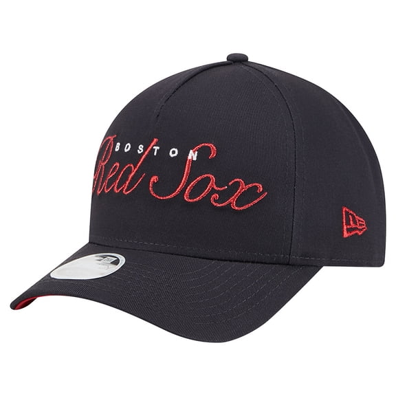 Women's New Era Navy Boston Red Sox Metallic A-Frame 9FORTY Adjustable Hat