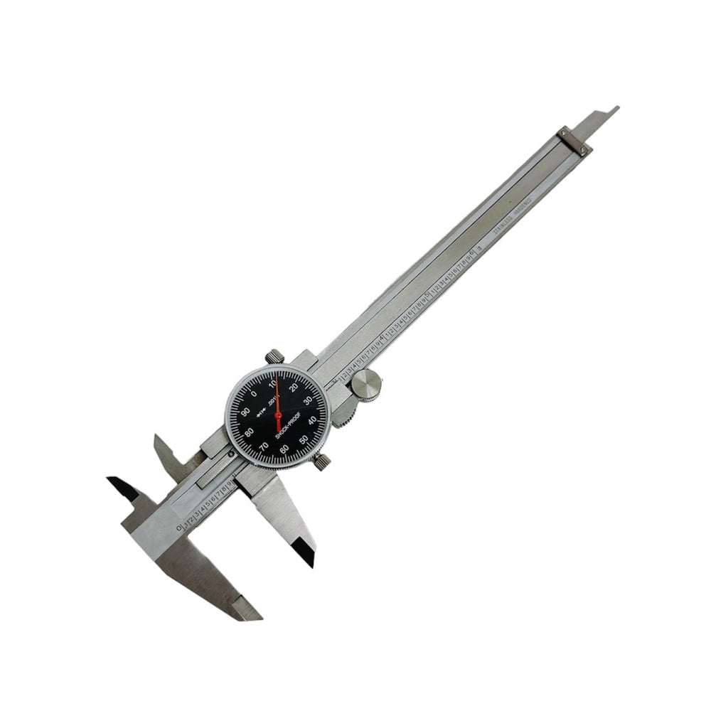 0-6" Stainless Steel Shock Proof Dial Caliper .001" Graduation Black Face