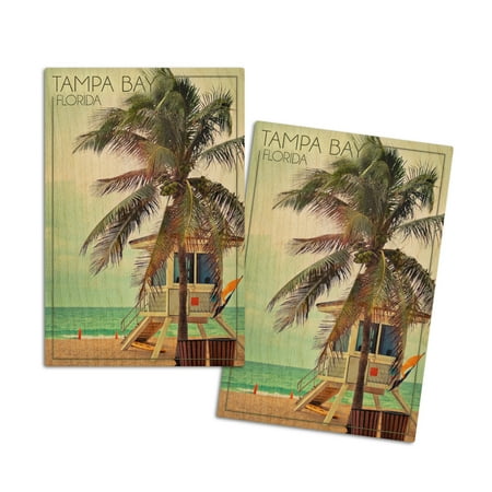 

Tampa Bay Florida Lifeguard Shack and Palm (4x6 Birch Wood Postcards 2-Pack Stationary Rustic Home Wall Decor)