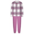 thumbnail image 6 of SYMOID Womens Pink Plaid Long Sleeve Pajama Set - Soft 100% Polyester, with Cuffed Ankle Jogger Pants, for Sleeping & Lounging, S-XXL,Size 2XL, 6 of 7