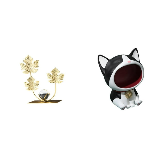 Estatua De Gato Con Hojas, Estantería, Escultura De Hojas, Adorno Artesanal, Regalo De Cumpleaños, Inauguración De Casa, Cuenco Para Llaves, Bombonera, Figura Decorativa, Dormitorio,