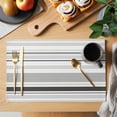 thumbnail image 2 of Gray Stripe Placemats Set of 4, Modern Abstract Art Black Striped Rustic Placemats for Dining Table, Place Mats for Kitchen Tabletop, Waterproof Wipeable Dining Table Mats Set, 2 of 9