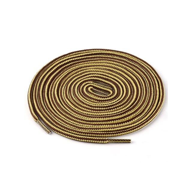 INSPIRE CHIC Unisex Round Rope Dual Colored Striped 1/5 Thick Boot Shoelace 120cm / 47.24" Yellow Black Brown