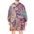 thumbnail image 2 of Wearable Oversized Blanket,Multicolor Paisley and Floral Pattern Wearable Blanket Hoodie for Adults,Cozy Hooded Blankets with Super Pockets,Super Warm Fuzzy Pullover for Women & Men, 2 of 6