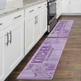 thumbnail image 3 of Farmhouse Rustic Kitchen Mats for Floor 2 Piece Set, Woodgrain Boho Floral Runner Area Rug Floor Mat, Abstract Lavender Purple Flower Farmhouse Kitchen Decor and Accessories, 17x30 and 17x47 Inches, 3 of 6