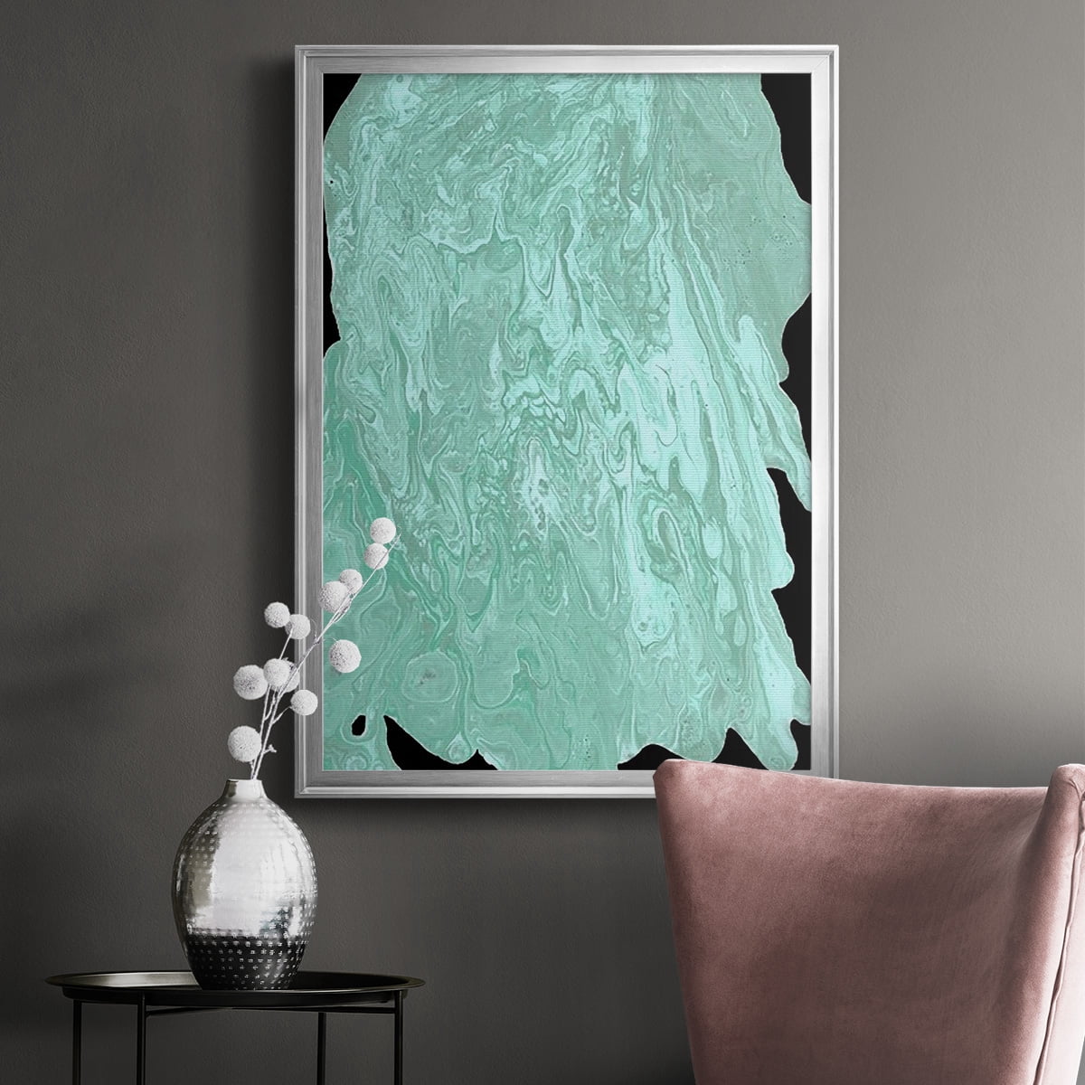 Teal Cascade II Premium Framed Print, in Gold, Black, or Silver - Ready to Hang