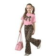 thumbnail image 2 of Gaexia Girls 2 Piece Set,Girls Casual Fashion Outfit Bow Short Sleeve Top and Long Pants Comfy Two Piece Playwear Fashion Clothes,8-9 Years, 2 of 6