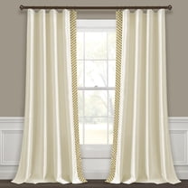 Lush Decor Luxury Mid Century Geo Faux Silk Jacquard Border Window Curtain Panel - Ivory/Blue Single- 84 x 52