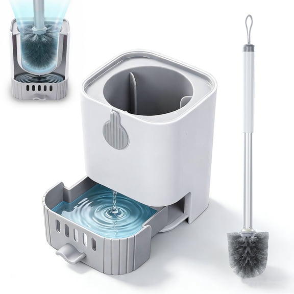 Maoface Toilet Bowl Brush and Holder with Aluminum Long Handle for Bathroom,Standing & Wall Mountable