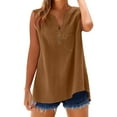 thumbnail image 7 of Lenpel Women's Tank Tops Summer Casual V Neck Quarter Button Sleeveless Cotton Linen T-Shirts Tunic Tee Blouses, 7 of 7