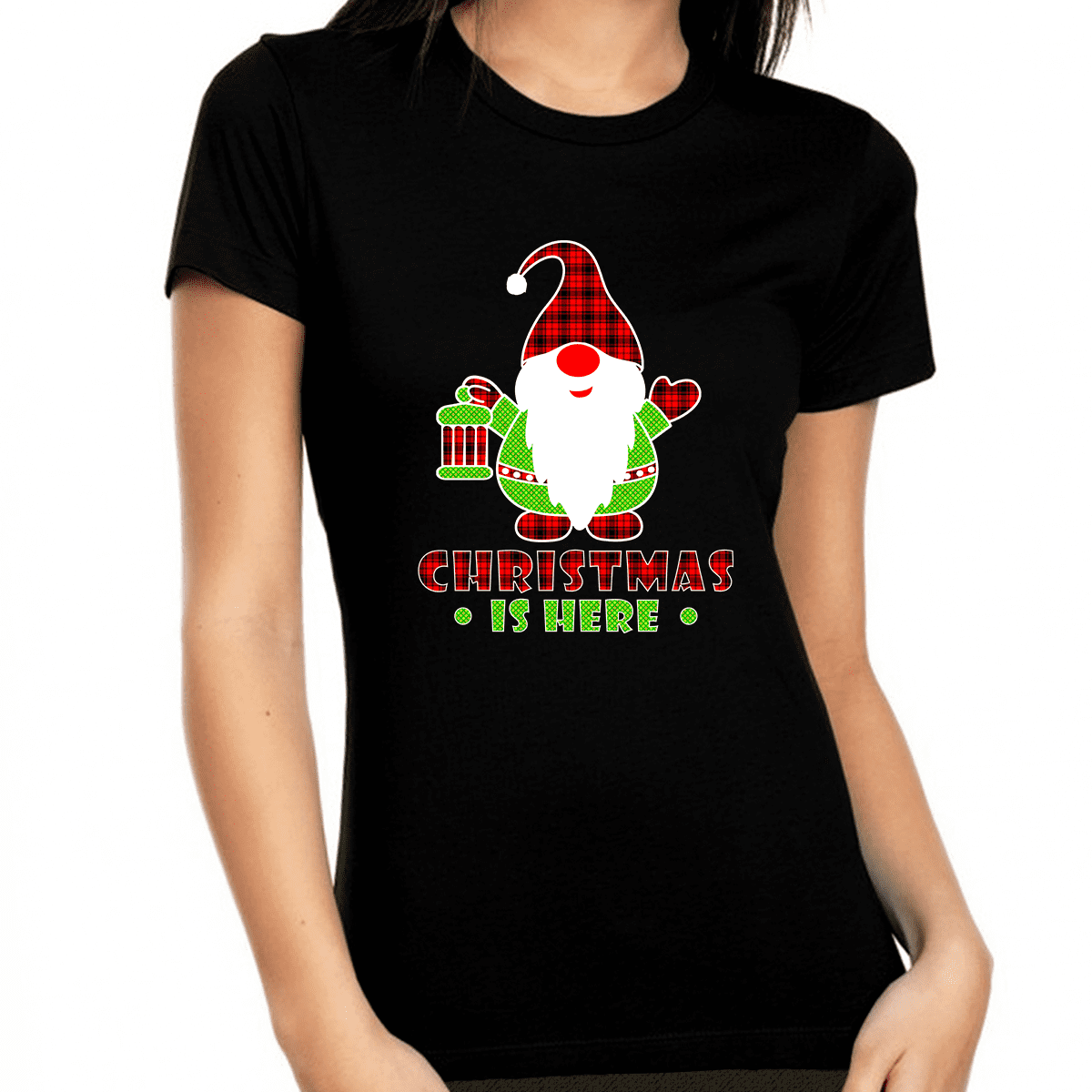 Cute Christmas Shirts for Women Matching Christmas Clothes for Women Plaid Christmas Gnome Shirt Walmart
