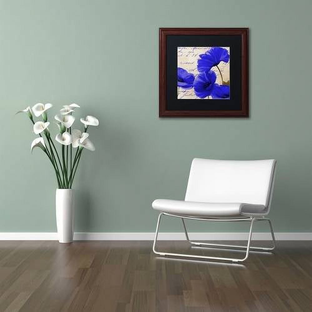 Trademark Fine Art "Coquelicots Bleues I" Canvas Art by Color Bakery Black Matte, Wood Frame